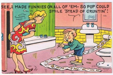 Comic Postcard Funnies Drawn On Toilet Paper