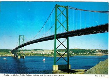 Nova Scotia Postcard Halifax Dartmouth Murray McKay Bridge Boats