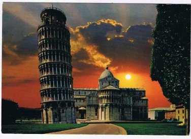 Italy Postcard Pisa Sunset On Piazza dei Miracoli