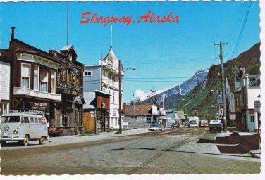 Alaska Postcard Skagway Broadway Chilkoot Mountains