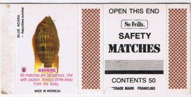 Matchbox Cover No Frills Safety Matches Blue Acara Aequidens Pulcher