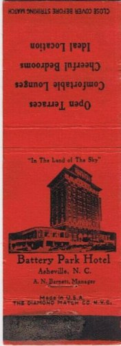 Matchbook Cover Battery Park Hotel Asheville North Carolina