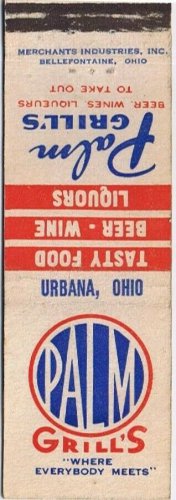 Matchbook Cover Palm Grill's Urbana Ohio