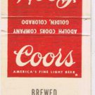 Matchbook Cover Coors Adolph Coors Company Golden Colorado