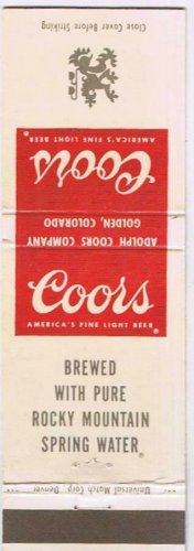 Matchbook Cover Coors Adolph Coors Company Golden Colorado