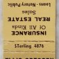 Matchbook Cover Ellis Gregory Agency Insurance St Louis Missouri