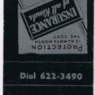 Matchbook Cover Blake A Harriman Insurance Newcastle New Brunswick