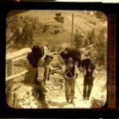 Magic Lantern Glass Slide Carrying Goods in the Alps Switzerland Keystone 1870s
