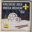 Scouts Canada Patch Kingshead Area Winter Weekend 1992 3" x 3"