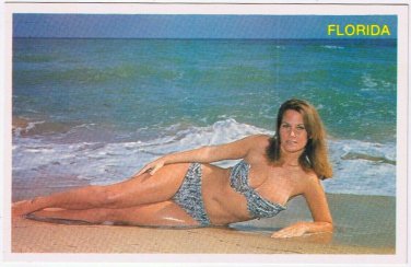 Postcard Risque Sun Sand Surf Appeal To Sea Numph On Florida Coast Woman Bikini
