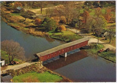 Postcard Lamninated West Montrose Covered Bridge Kissing Bridge Ontario