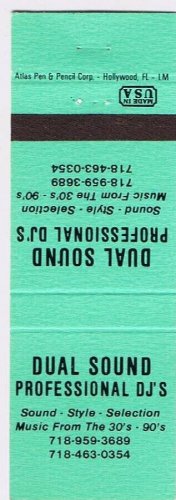 Matchbook Cover Dual Sound Professional DJs