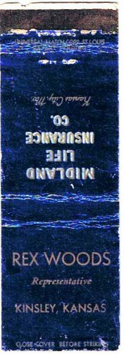 Matchbook Cover Rex Woods Midland Life Insurance Kinsley Kansas