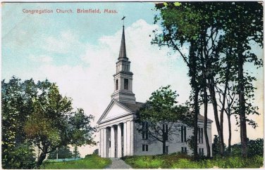 Postcard Congregation Church Brimfield Massachusetts