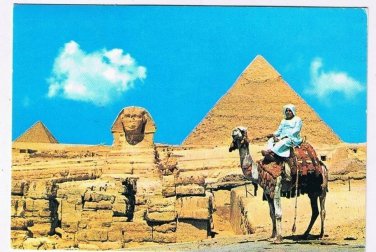 Egypt Postcard Sphinx With  Khephren & Mykerinos Pyramids