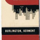 Matchbook Cover Hotel Vermont Burlington Vermont A Knott Hotel