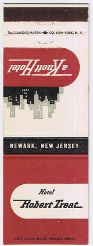 Matchbook Cover Hotel Robert Treat Newark New Jersey A Knott Hotel