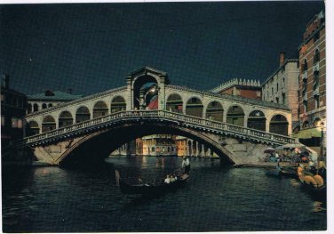Italy Postcard Venice Rialto Bridge By Night Grand Canal