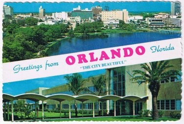 Florida Postcard Rainbow Springs Fountain Orlando The City beautiful Duo View