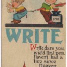 Greeting Postcard Write Darn You Comic Pen Boys