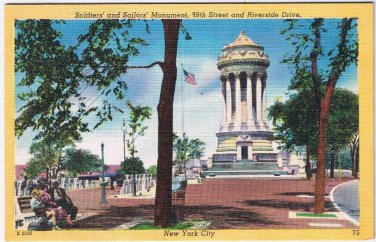 New York Postcard NYC Soldiers & Sailors Monument 99th St & Riverside Dr