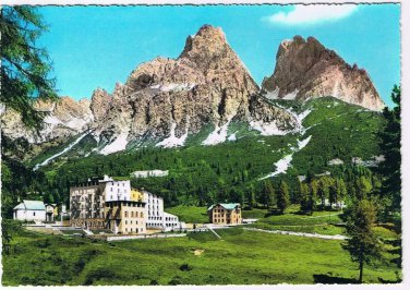 Italy Postcard Dolomiti Passo e Grand Hotel Tre Croci Mountain Monte Cristallo