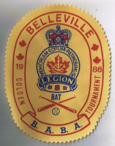 Vintage Sports Patch Canada Ontario Belleville Golden Bat Tournament Legion 1986