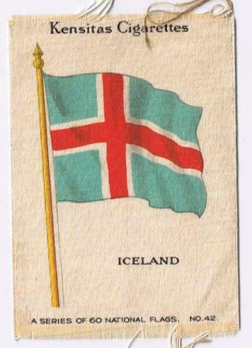 Iceland Flag Kensitas Cigarettes Silk Trade Card