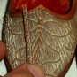 Chinese Childrens Shoes Leather Handsewn Silver Thread Red Velvet Insoles