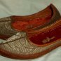 Chinese Childrens Shoes Leather Handsewn Silver Thread Red Velvet Insoles