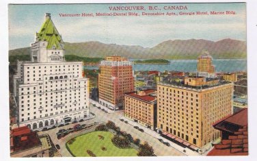 British Columbia Postcard Vancouver Hotel Medical Dental Devonshire Georgia