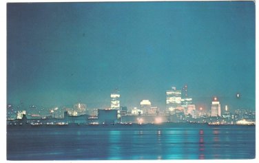 Quebec Postcard Montreal Skyline At Night from South Shore St Lawrence River