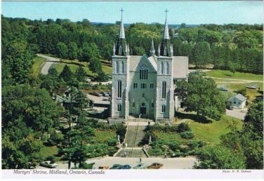 Midland Ontario Postcard National Shrine North American Martyrs Georgian Bay