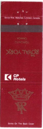 CP Hotels Matchbook Cover Toronto Royal York Deep Red Canadian Pacific Hotels