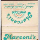 Matchbook Cover Marconi's Steak & Pasta Houses Sudbury Mississauga Toronto