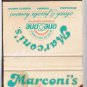 Matchbook Cover Marconi's Steak & Pasta Houses Sudbury Mississauga Toronto