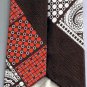 Christian Dior Necktie Dark Brown Red Silver Paisley Geometric 100% Polyester