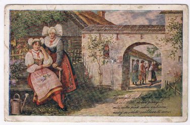 Art Postcard Ladies In The Garden 1920