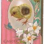 Easter Postcard Embossed Chick Lilies Bells 1912