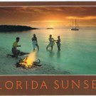 Florida Postcard Sunset Bonfire On The Beach People