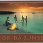 Florida Postcard Sunset Bonfire On The Beach People