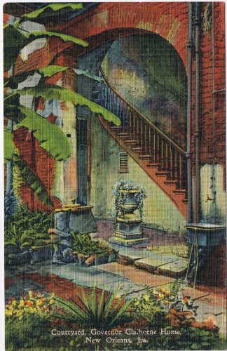 Postcard Courtyard Governor Claiborne Home New Orleans Louisiana