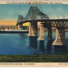 Postcard Pont Jacques Cartier Bridge Between Montreal & Longueuil Quebec Linen