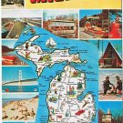 Postcard Greetings From Michigan Pictoral Map Multi View