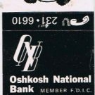 Matchbook Cover Patches Oshkosh National Bank
