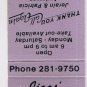 Matchbook Cover Jiggs Homestyle Restaurant West Fargo North Dakota