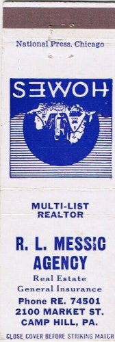Matchbook Cover RL Messic Agency Insurance Camp Hill Pennsylvania