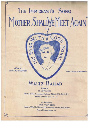 Mother Shall We Meet Again Sheet Edward Shannon H Lovelace Waltz w/ Ukulele Arr