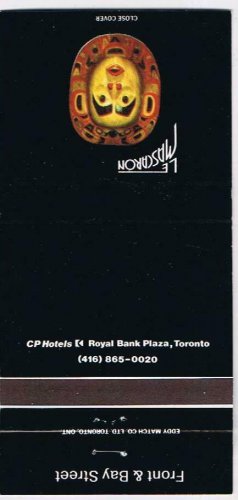 Matchbook Cover CP Canadian Pacific Hotels Le Mascaron Toronto Ontario