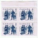 Canada Stamps 5c 1962 Jean Talon Block of 4 MNH Scott 398